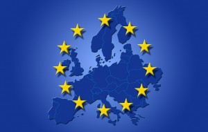 Drapeau sur carte d'Europe